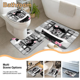 KOKGYM u-shaped rug provides plush coverage beside the toilet.