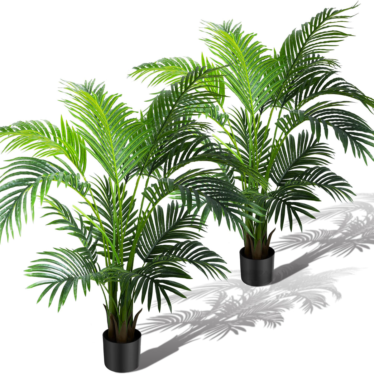 KOL 4ft palm tree 2-pack with lush, realistic leaves for versatile decor.