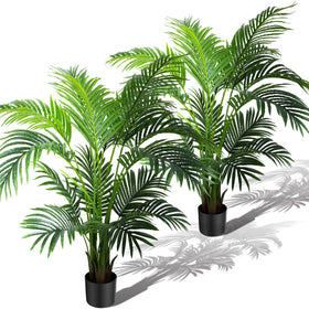 KOL 4ft palm tree 2-pack with lush, realistic leaves for versatile decor.