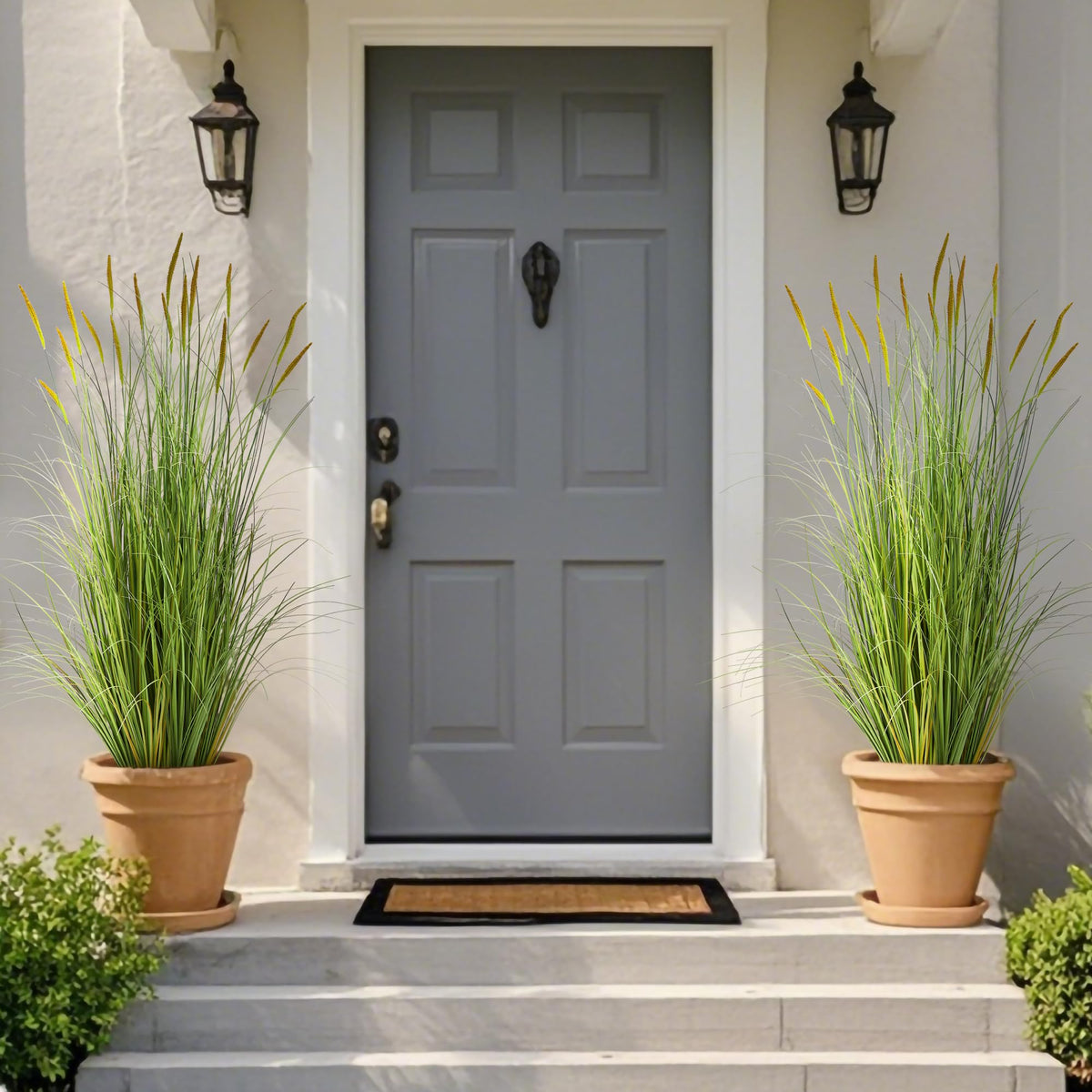 KOL outdoor-ready cattail grass enhancing patio styling with weatherproof appeal