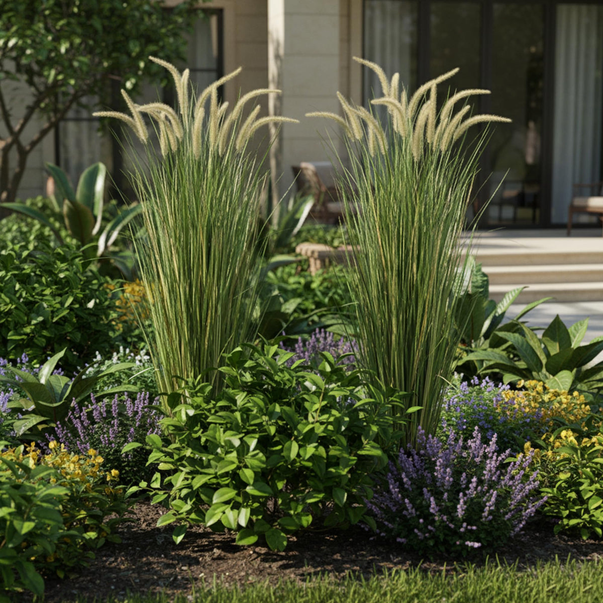 KOL horsetail reed grass, 59 inches tall, ideal for outdoor or patio setups.