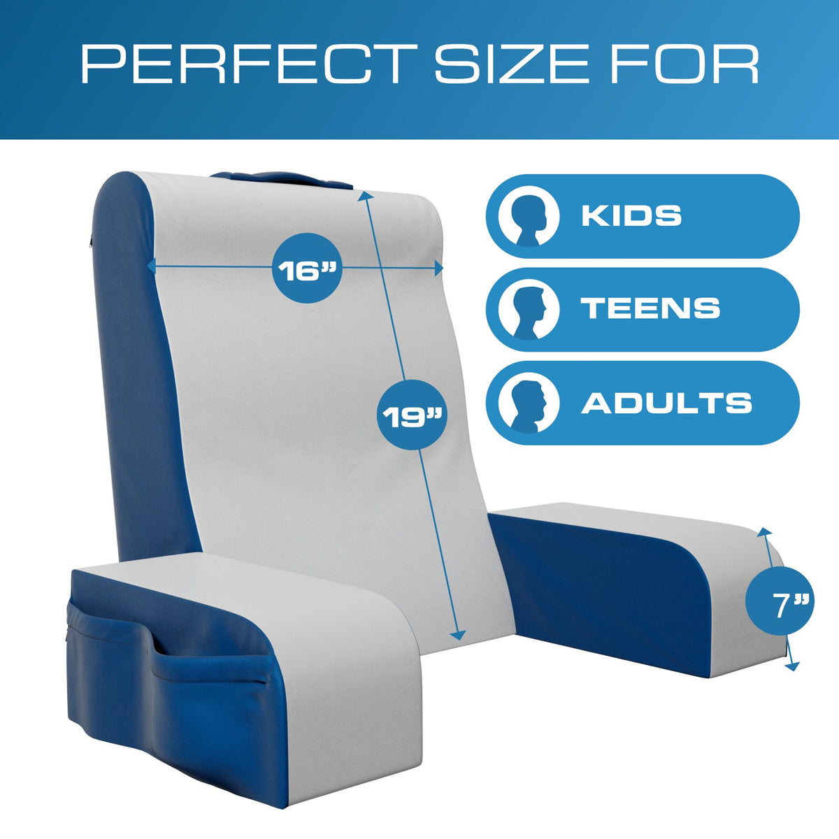 Kolbs reading wedge pillow in blue offers stable support for bed lounging