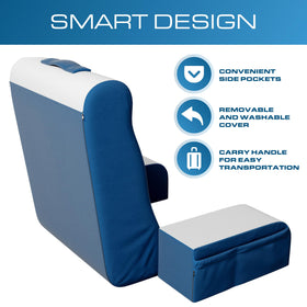 Kolbs bed wedge in blue enhances décor while supporting long sessions