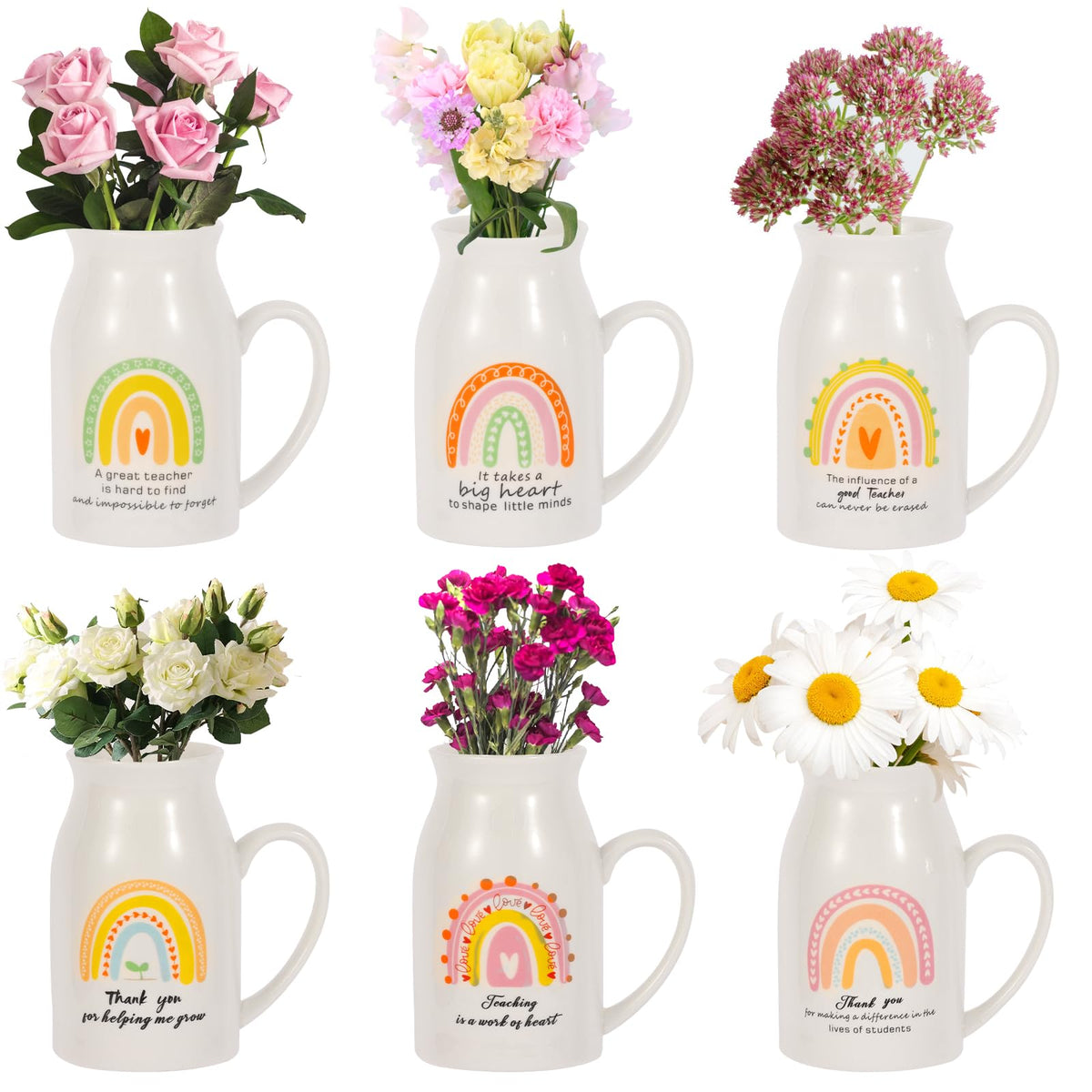 Kolewo4ever teacher vase set with handle and rainbow for desks