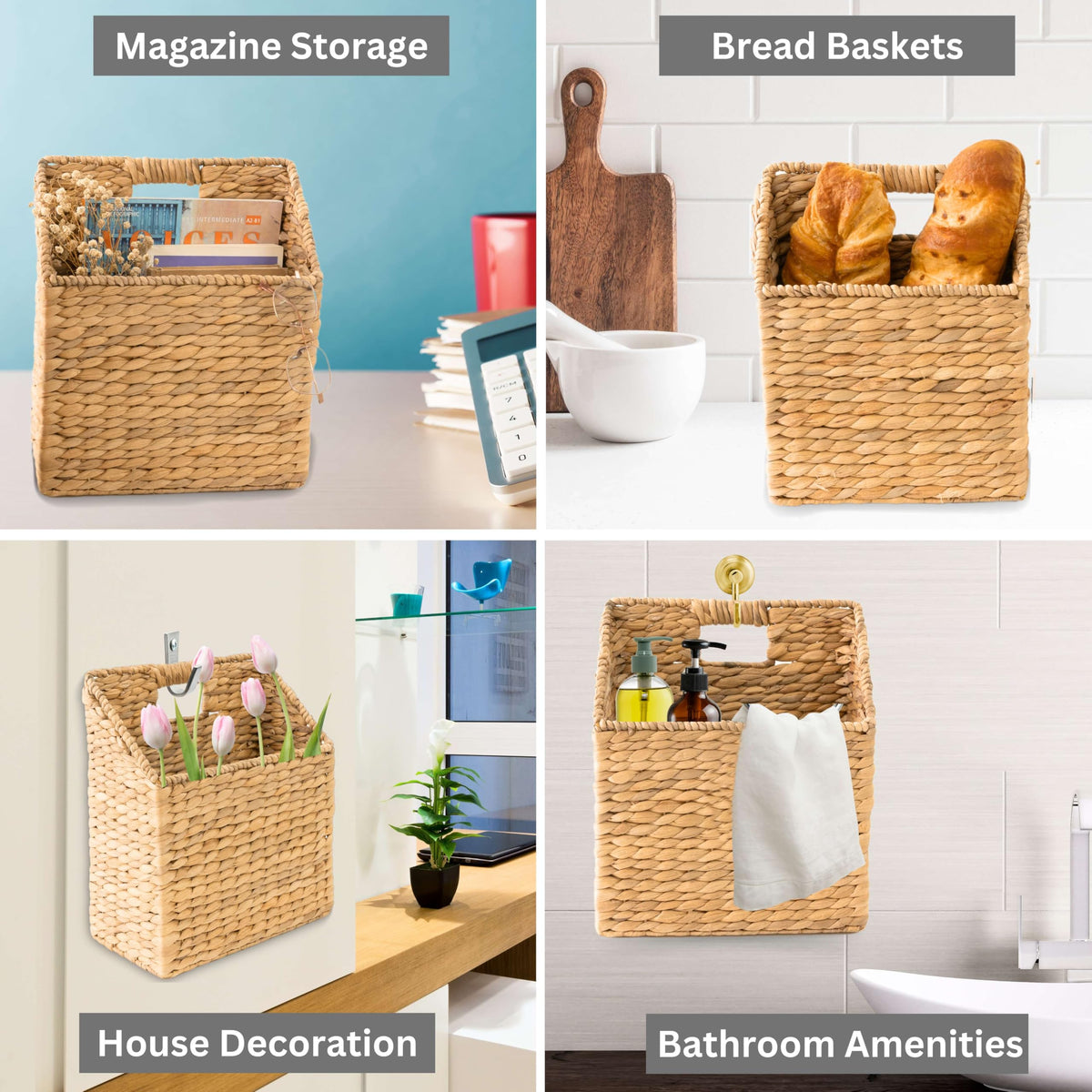 KOLWOVEN wall baskets in two sizes with durable metal frame