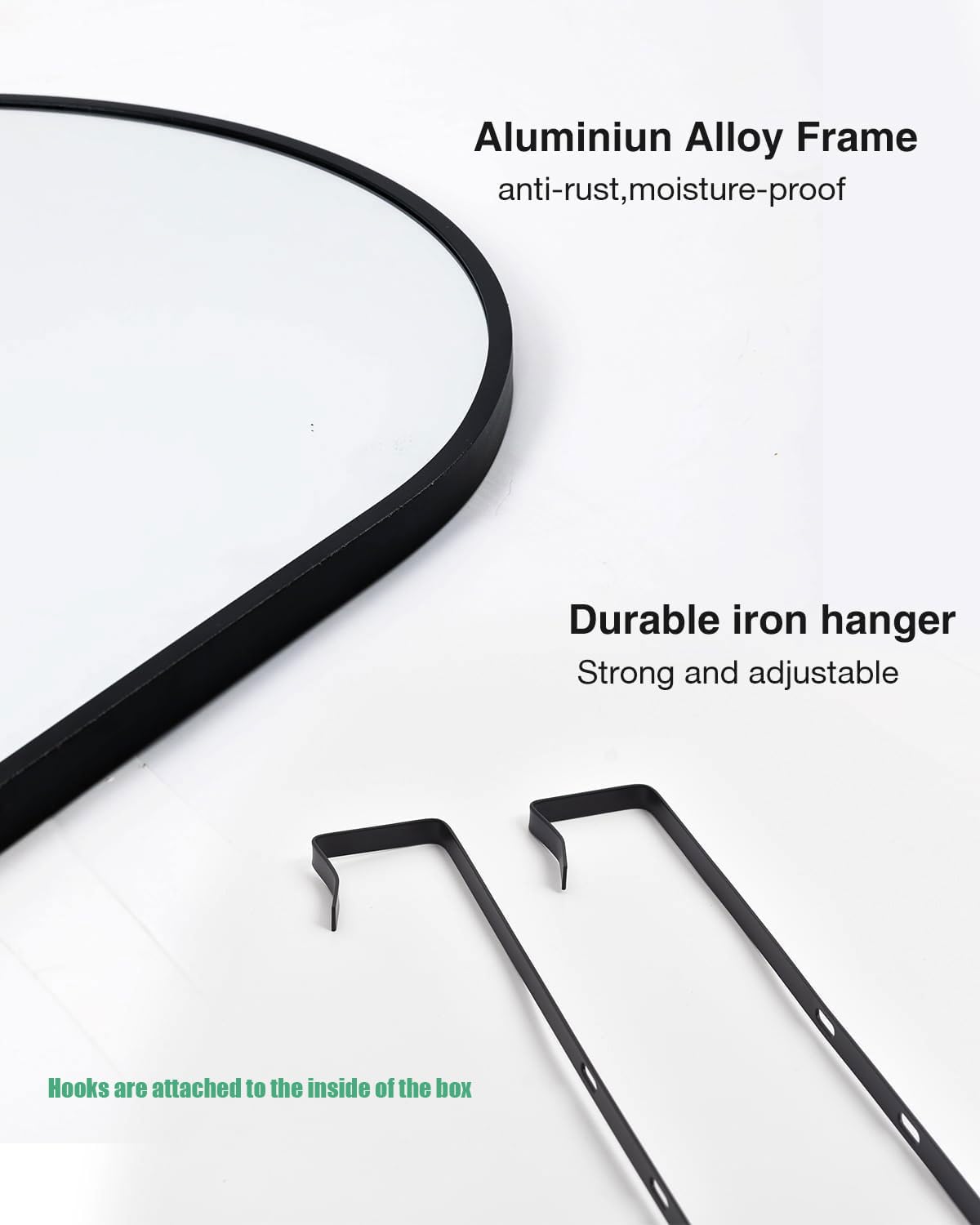 KOMCOTE door-mounted full-length mirror with versatile mounting options.
