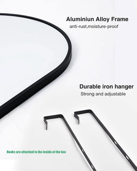 KOMCOTE door-mounted full-length mirror with versatile mounting options.