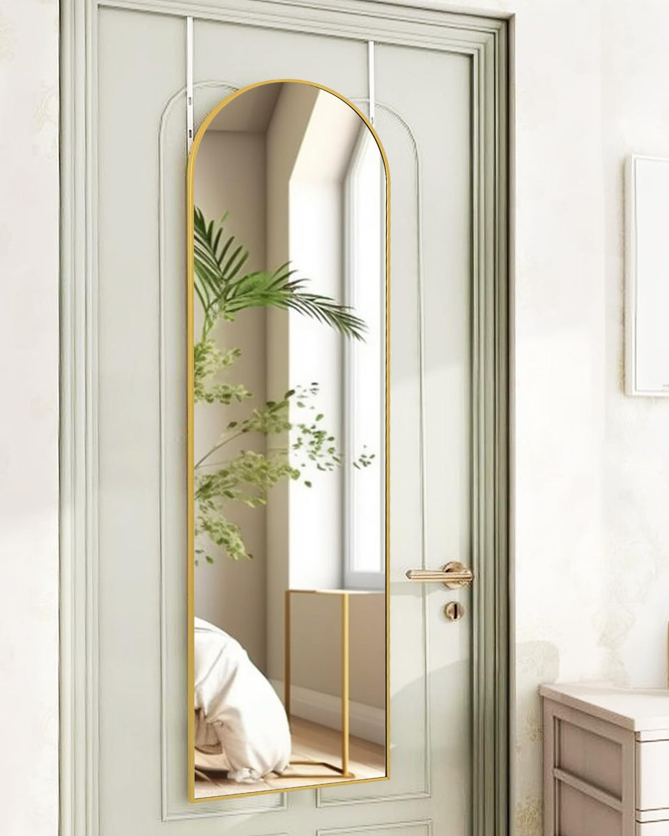 KOMCOTE full-length arch mirror 48x14 inches over-the-door adds light and perceived space