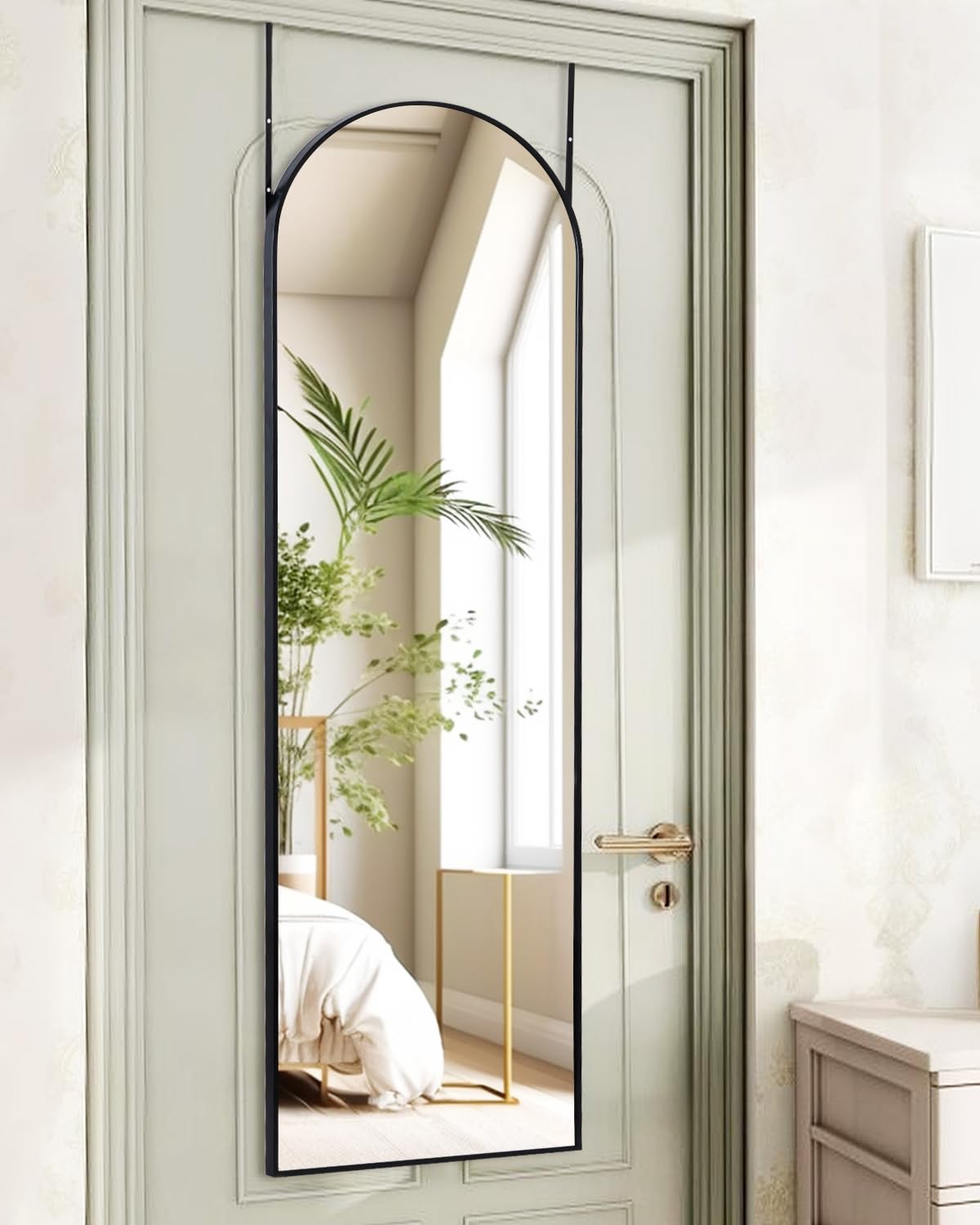KOMCOTE full-length arch-top mirror for full-body viewing and space depth.