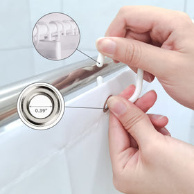 KOMLLEX waterproof polyester shower curtain helps keep water off surfaces.