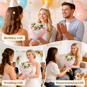 Komothala gift bag and card pair with the bouquet for easy gifting.