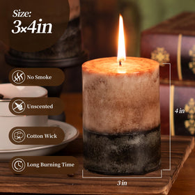 KONNI unscented pillar candles 3x4 inch, clean burn for elegant ambience.