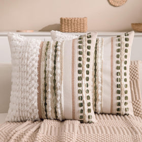 KOOLIFE boho chenille tufted pillow cover close-up texture highlighting plush, durable fabric