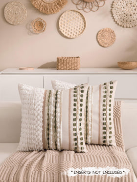 KOOLIFE farmhouse striped design pillow cover enhances neutral living room decor