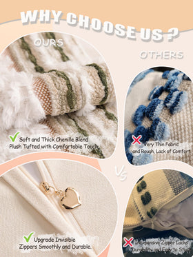 KOOLIFE invisible zipper closure delivers seamless look and easy pillow insertion