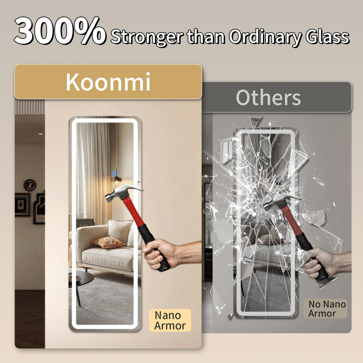 Koonmi 120 LED beads provide even illumination for makeup and grooming