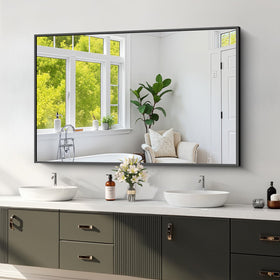 Koonmi black framed mirror with HD reflection for precise grooming
