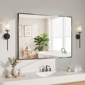 Koonmi Black Mirrors 30x40 front view showing clean reflective surface for bathrooms.
