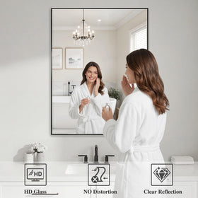 Koonmi Black Mirrors bathroom reflection in bright light reveals clear imaging.