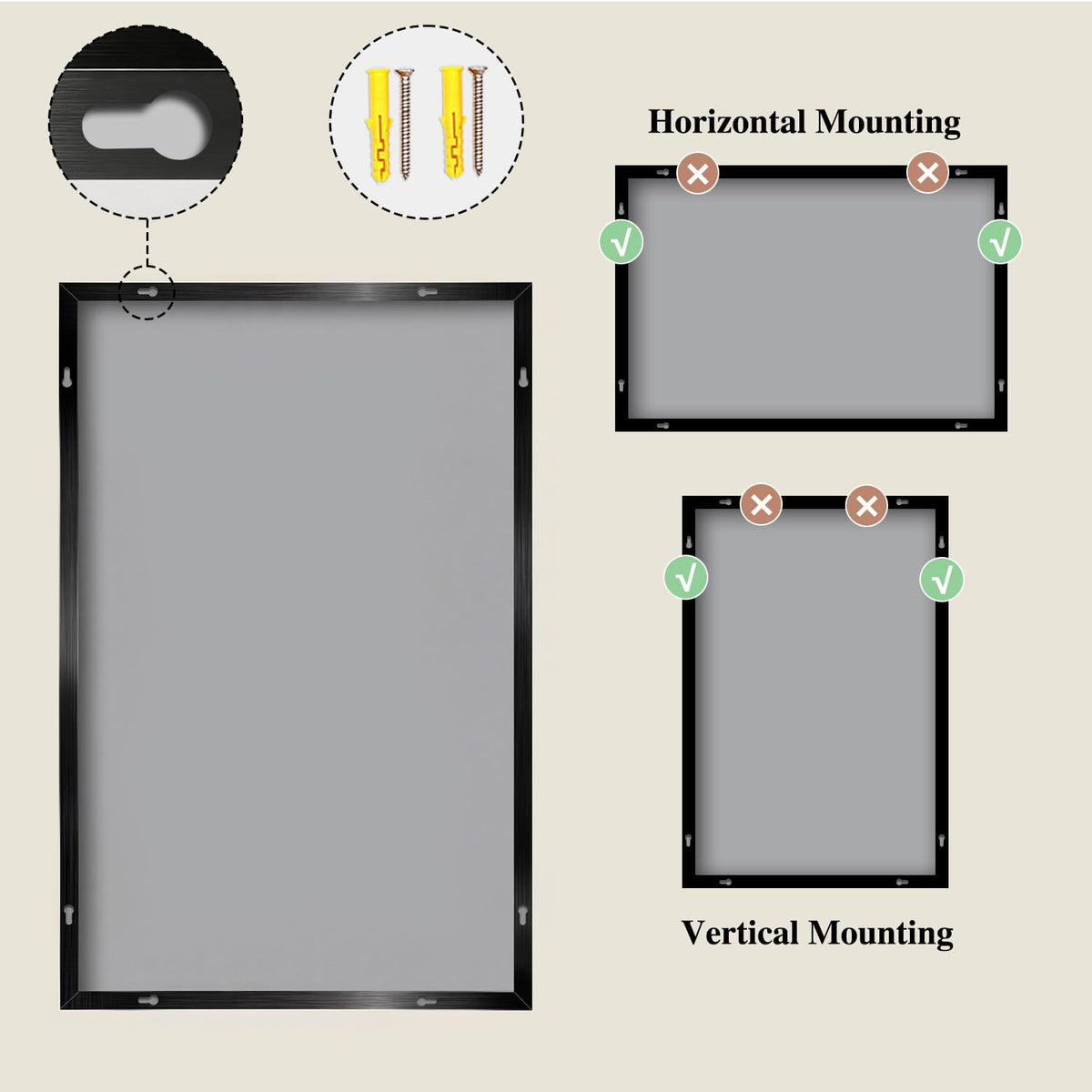 Koonmi Black Mirrors rust-resistant frame ideal for humid bathrooms.