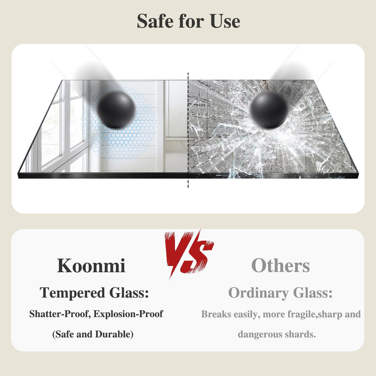 Koonmi Black Mirrors vertical installation setup demonstrates space-saving option.