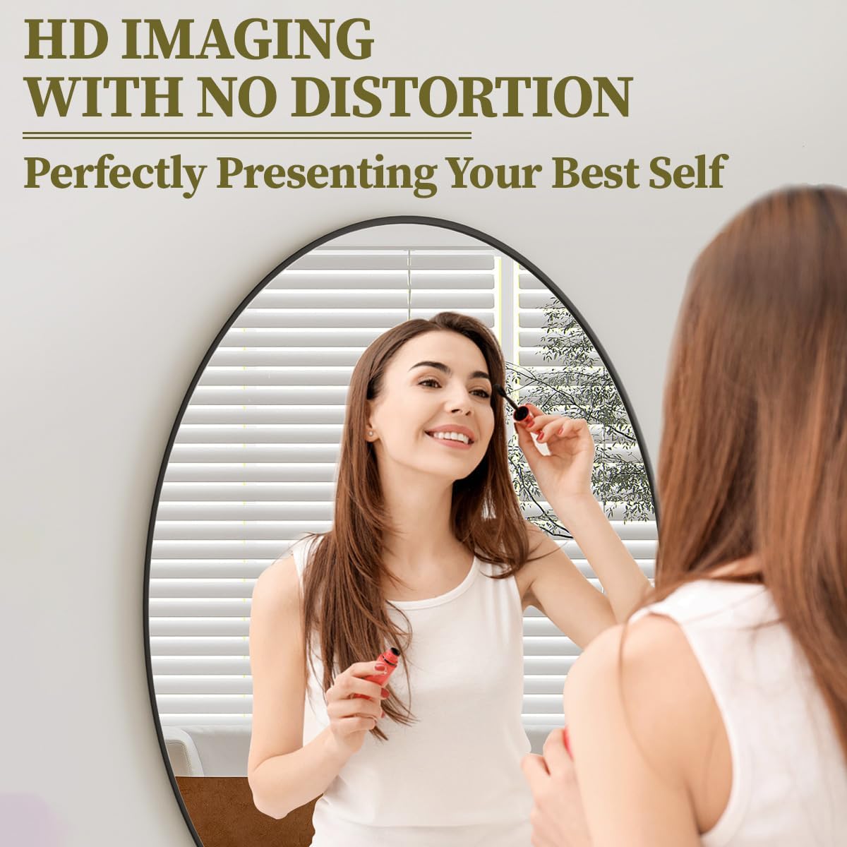 Koonmi oval mirror horizontal mount demonstrates versatile bathroom layout