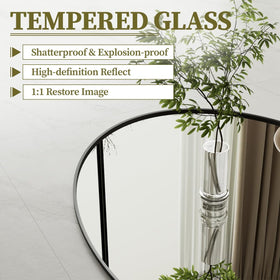 Koonmi black oval mirror vertical mount for compact spaces