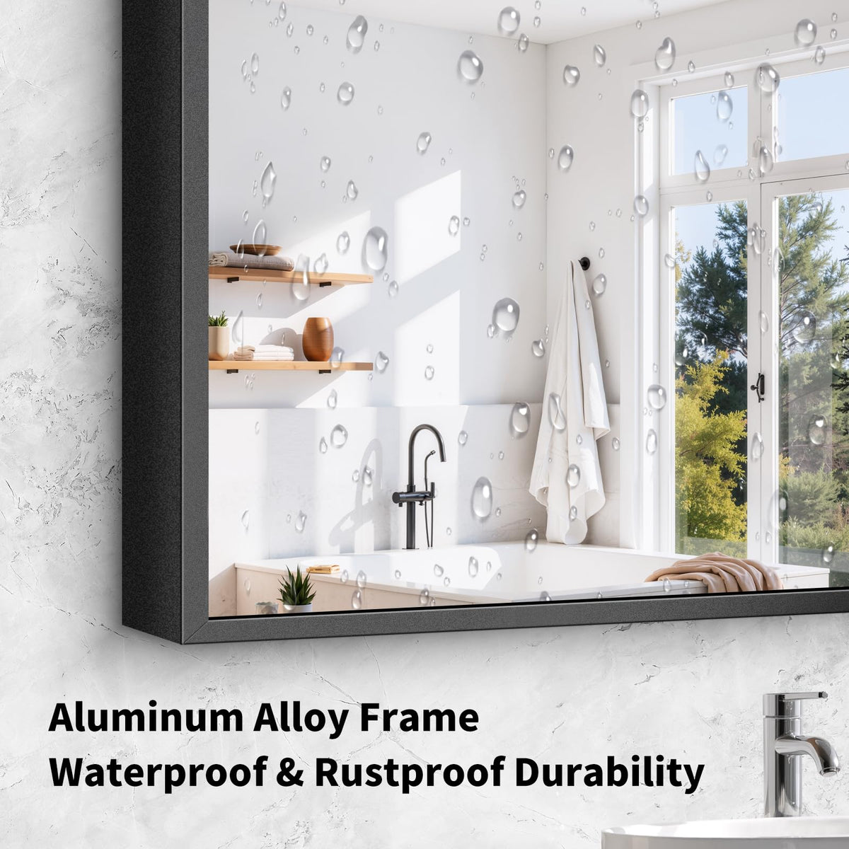 Koonmi horizontal mount bathroom mirror installation option