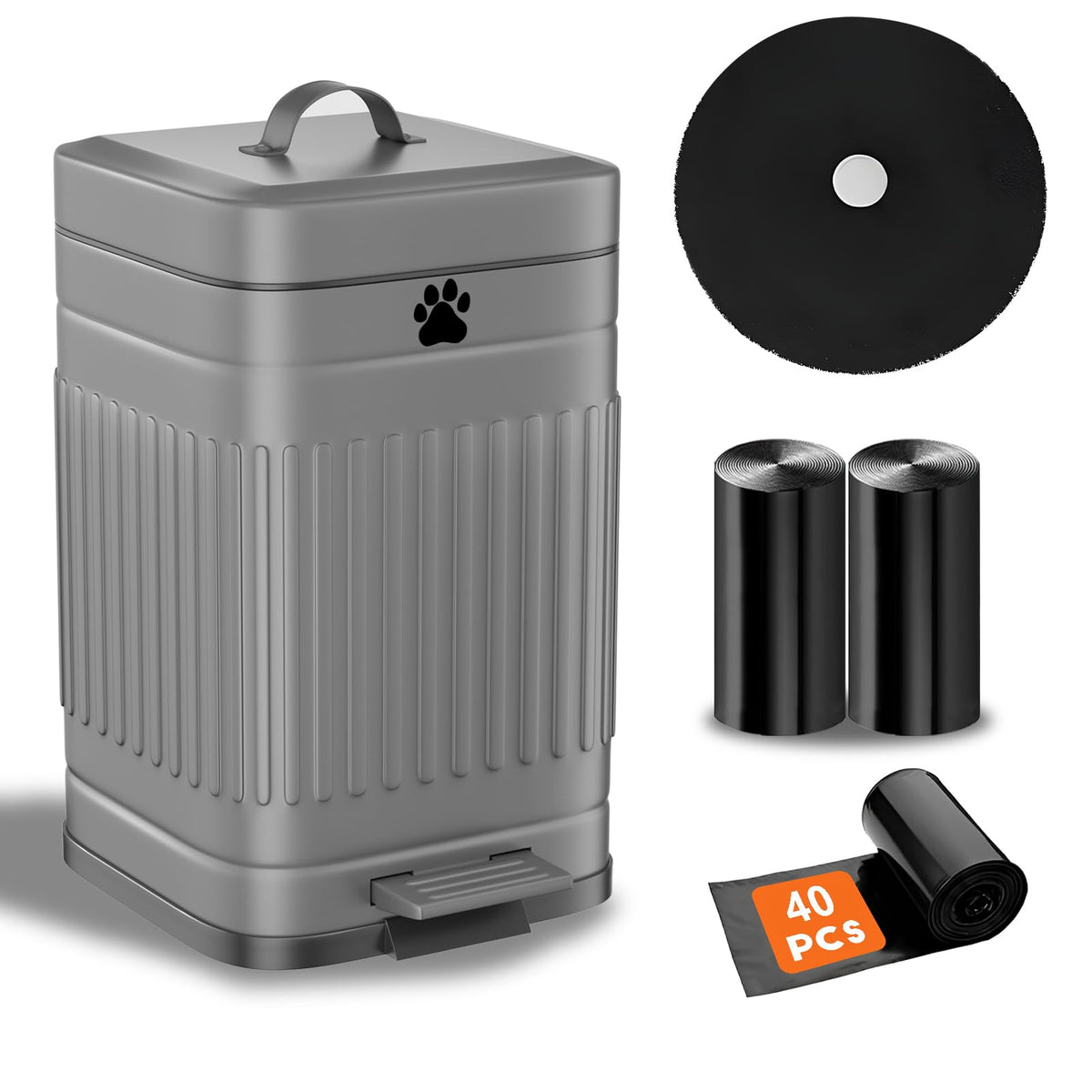Kopuncare outdoor dog poop trash can with pedal lid for hands-free use.