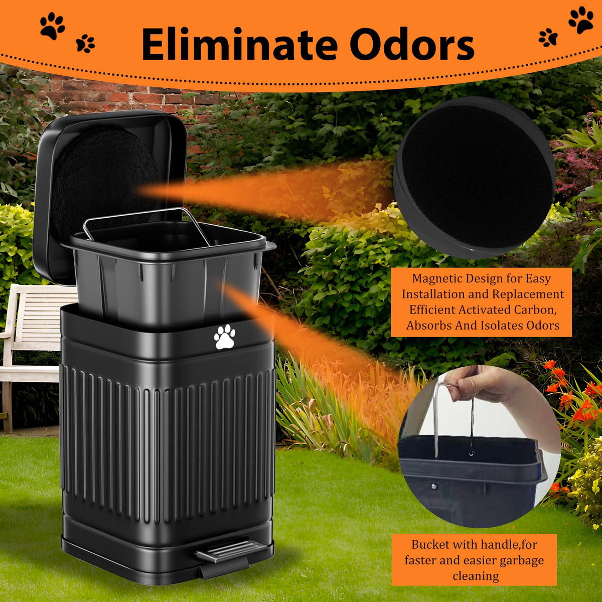 Kopuncare inner bucket with handle for easy waste disposal and rinsing.
