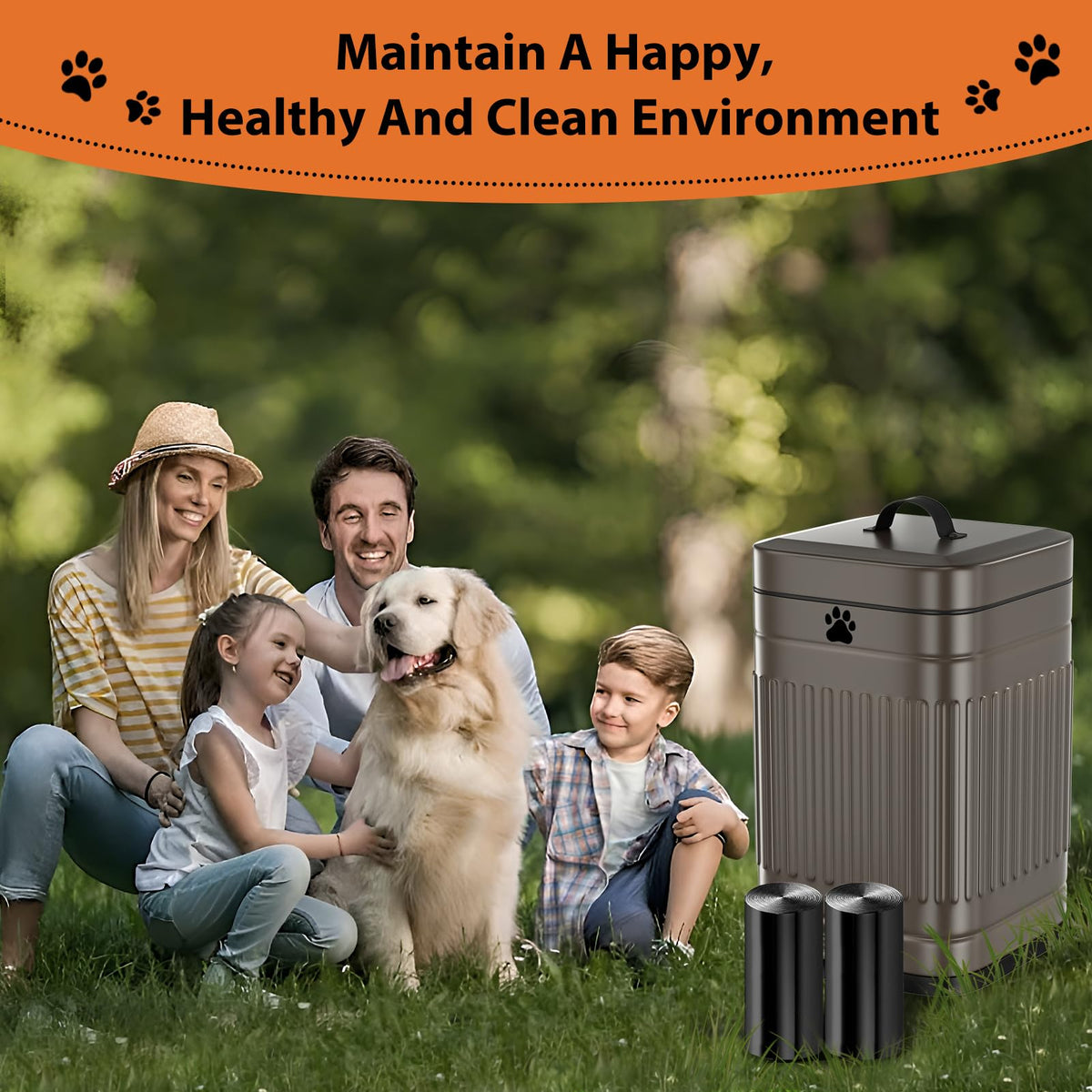 Kopuncare weather-resistant outdoor trash bin stands up to sun and rain.