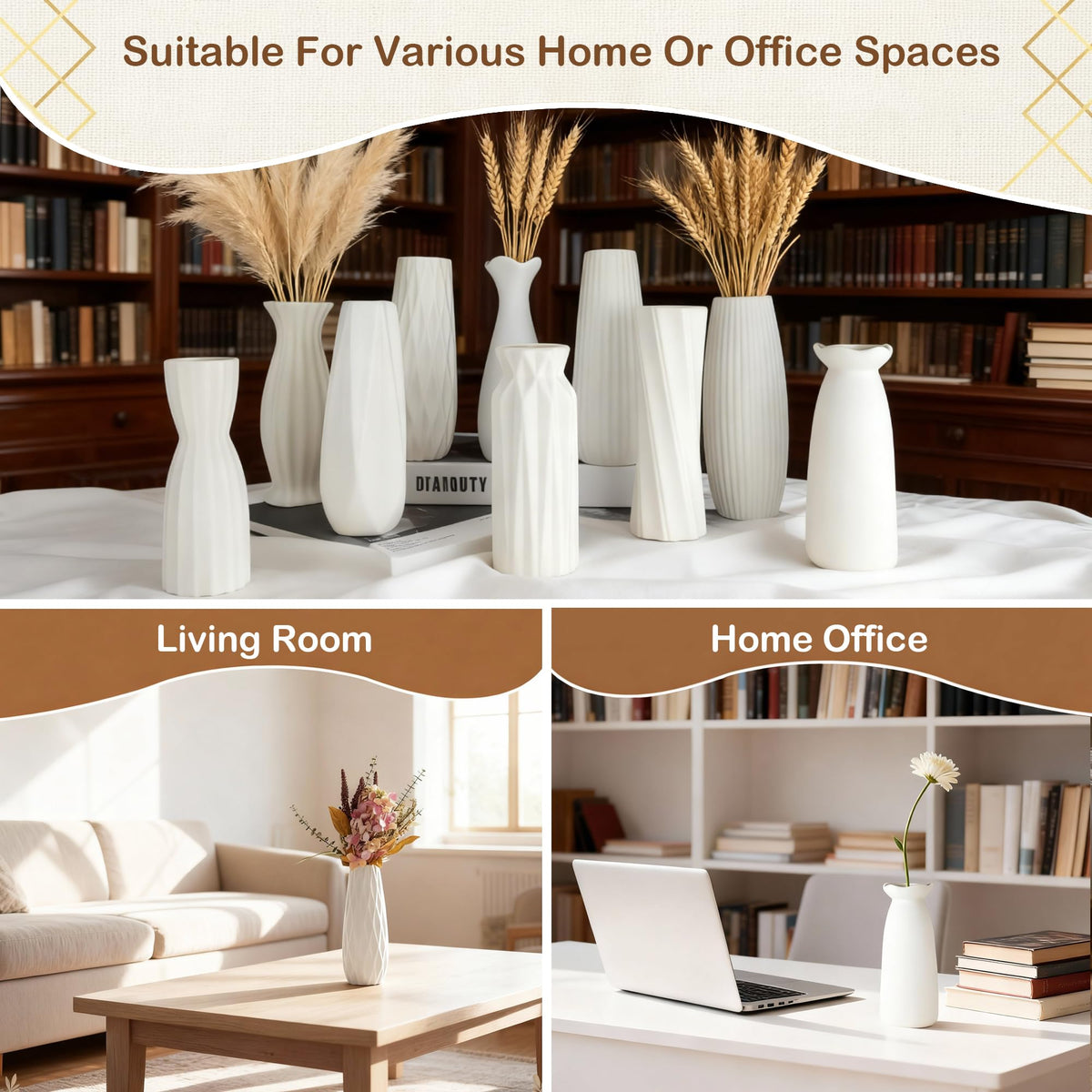 KOPWVA matte finish vases offer rustic charm for bouquets or stems.