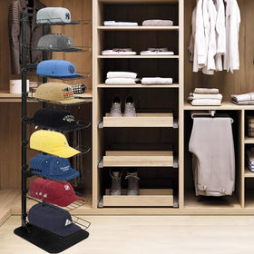 Koretech hat display with black finish complements any decor