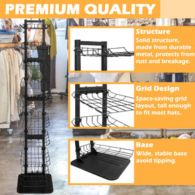 Koretech wireframe holders showcase hats clearly and accessibly