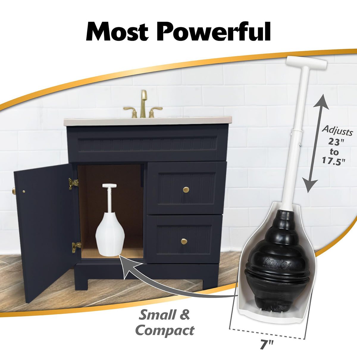 Korky BeehiveMAX beehive-shape improves clog sealing on old and new bowls.