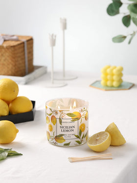 KORMMCO lemon candle natural soy wax texture for clean ambiance.