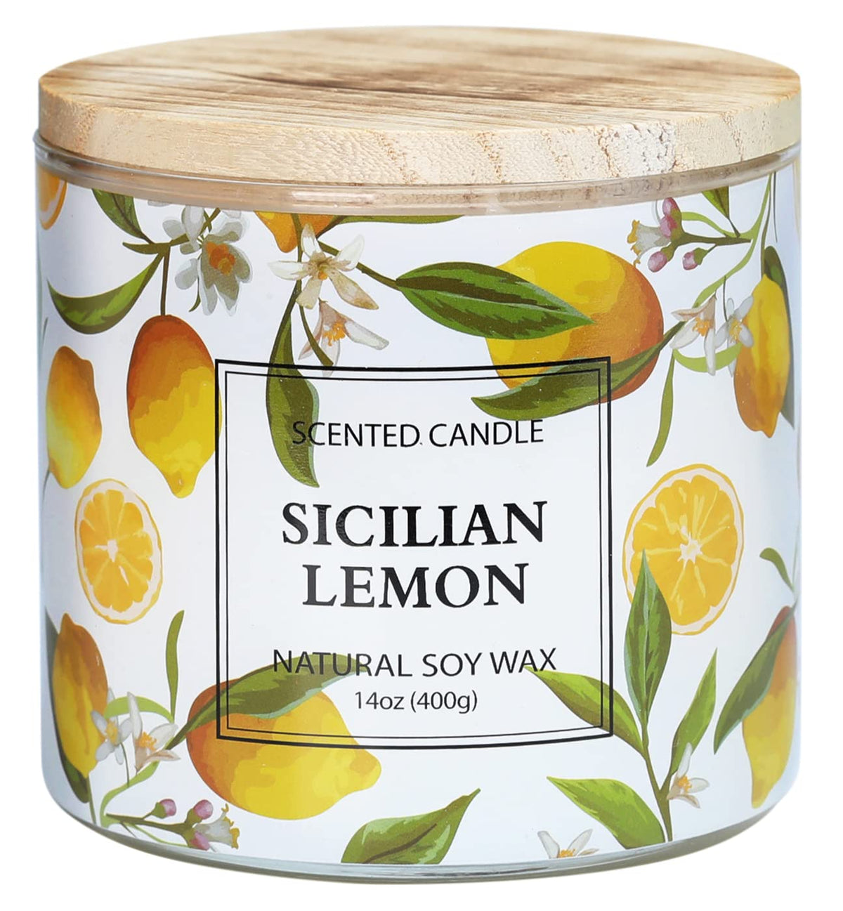 KORMMCO lemon candle with Sicilian scent pattern for a fresh, uplifting mood.