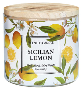 KORMMCO lemon candle with Sicilian scent pattern for a fresh, uplifting mood.