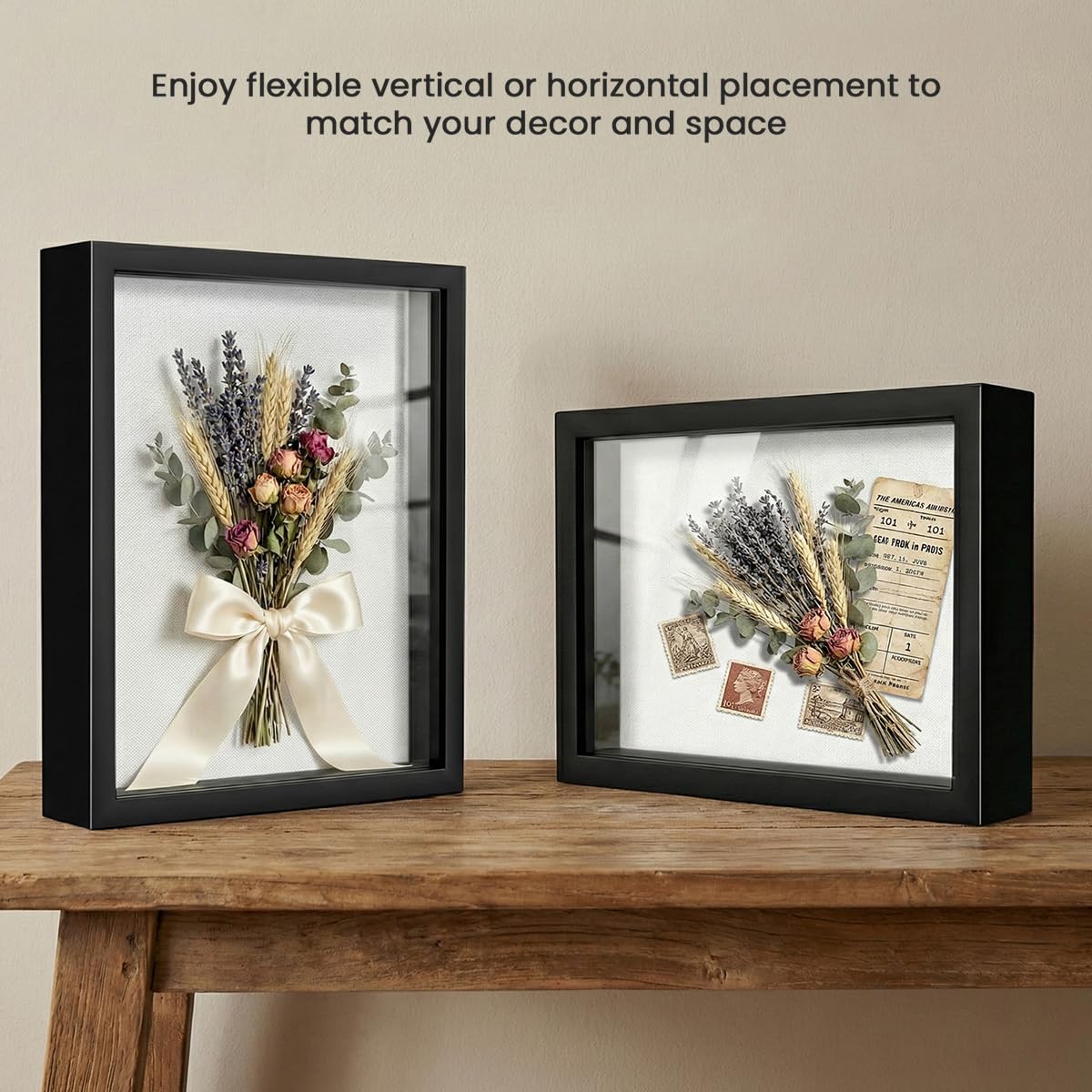 Kormuge black shadow box holds 3D keepsakes for lasting memories.