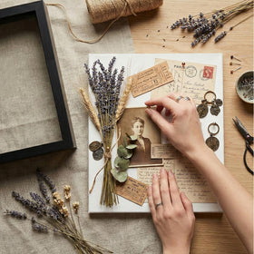 Kormuge display idea for flowers and tickets and small mementos.