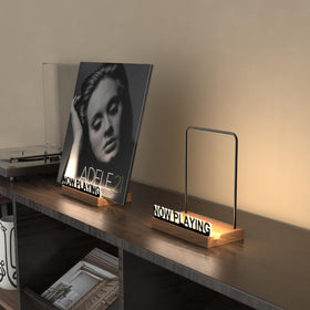 KORRTFID acrylic Now Playing sign shows logo clearly with fingerprint-resistant coating