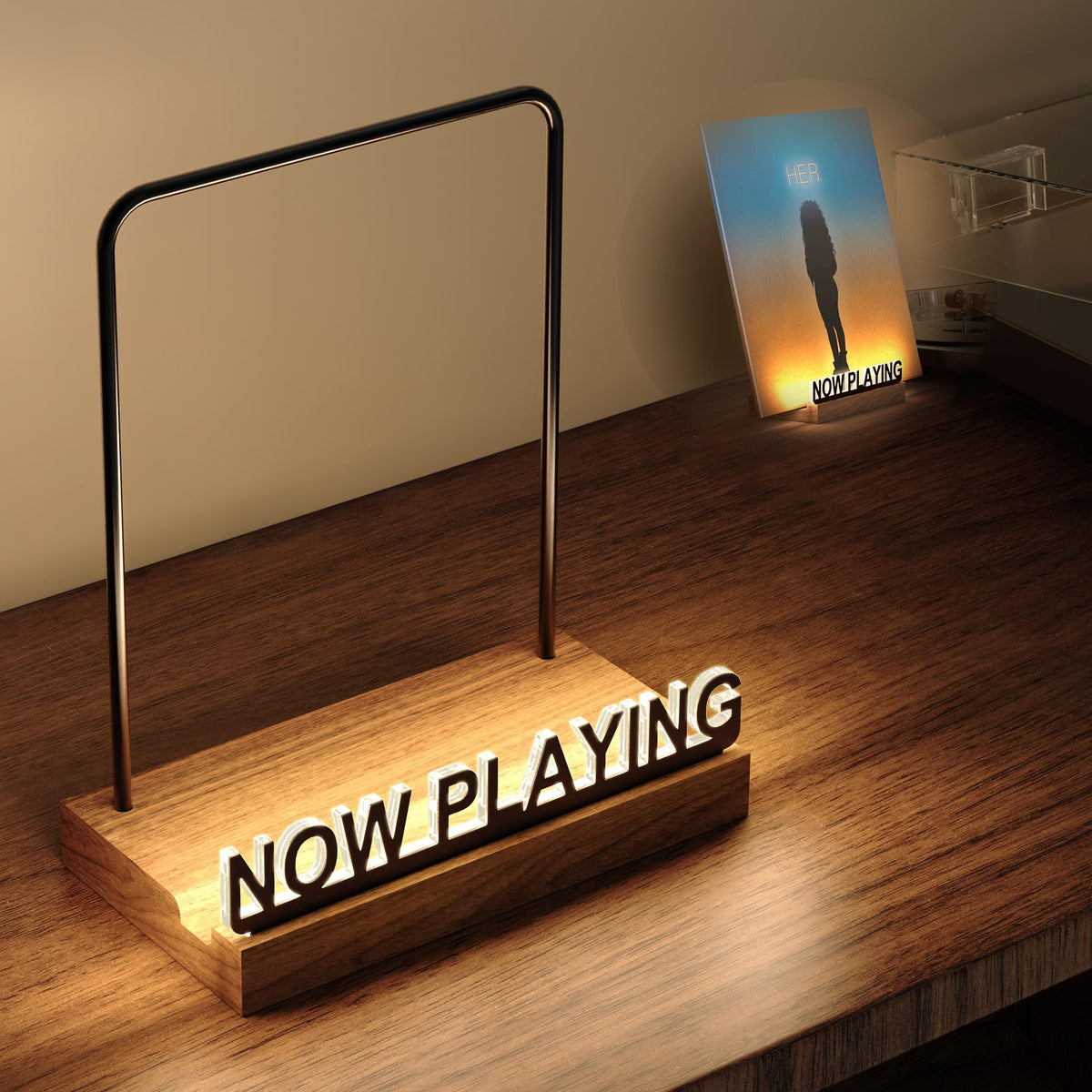 KORRTFID Now Playing LED vinyl stand illuminates your record while it spins