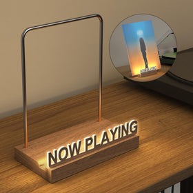 KORRTFID Now Playing vinyl stand with warm LED light illuminating the record