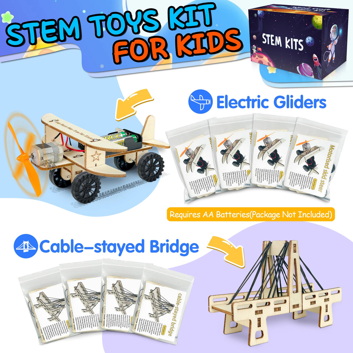 kortes 24pack STEM kits cable-stayed bridge project teaches structural design