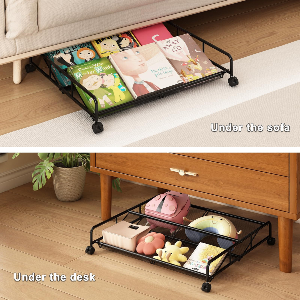 KOSIWU storage with locked wheels keeps setup steady when needed.