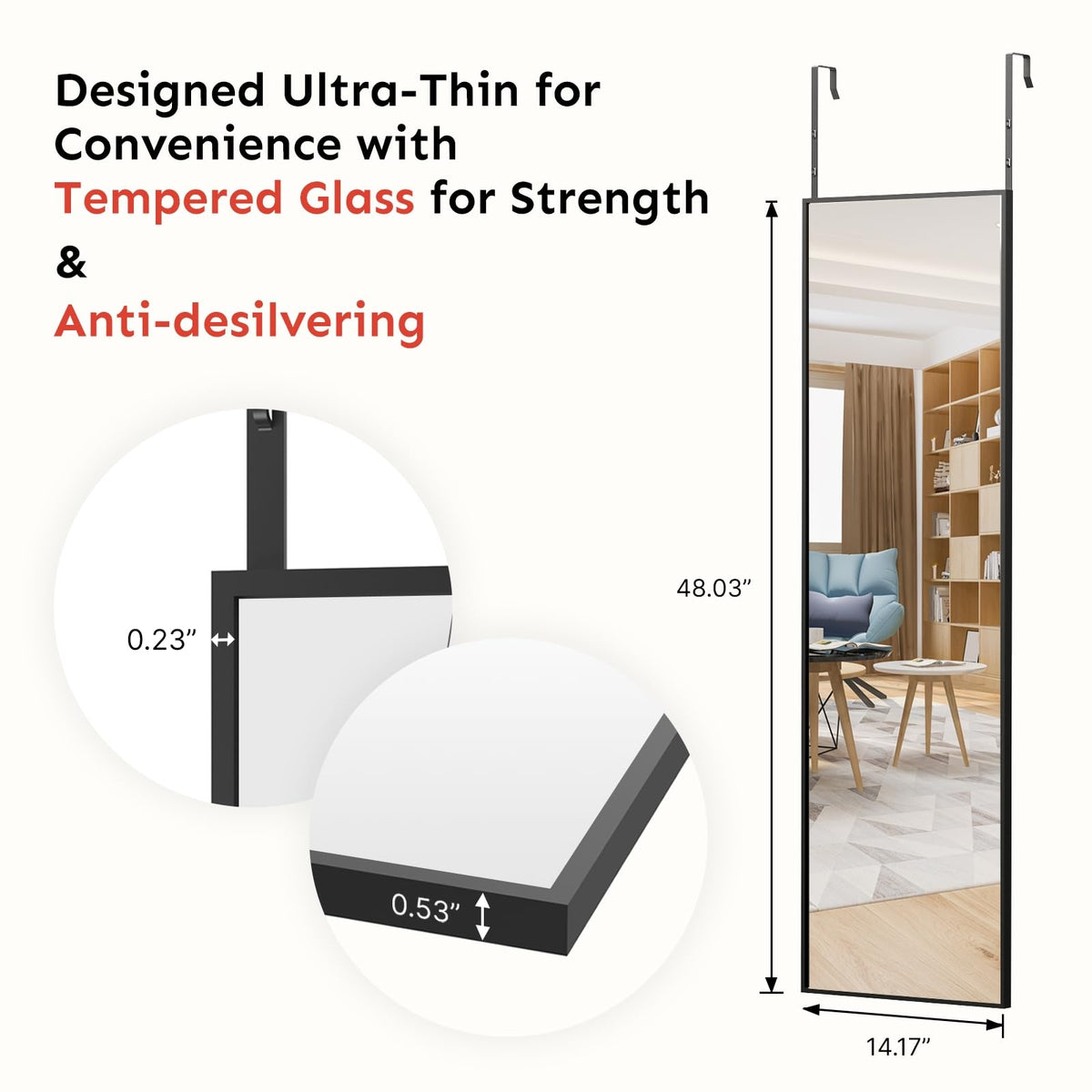 Kosmonia adjustable door hangers offer five height settings.