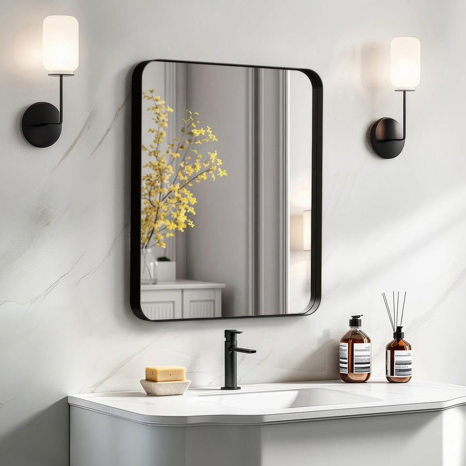 Kosmonia vanity mirror 20x16 wall-mounted with aluminum frame for precise grooming