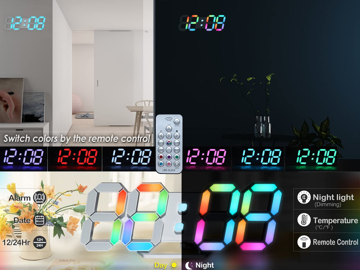 KOSUMOSU 3D LED clock side profile showcasing color gradient lighting