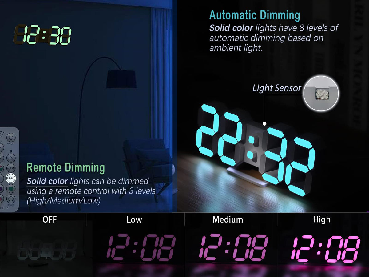 KOSUMOSU neon clock displaying date and temperature on demand
