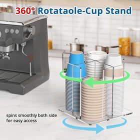 Kotemon clear acrylic cup holder showcasing a rotating design for organized service.